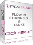 Flow in Channels and Tank Flow Calculations, find flow, volume, weight, expansion, tank empty times